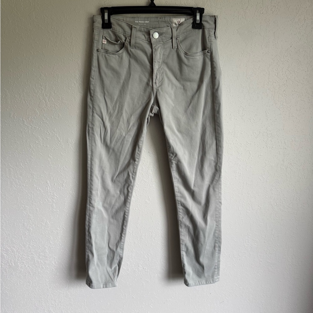 AG Adriano Goldschmied Light Gray Mid Rise The Prima Crop Jeans Women 26 Stretch